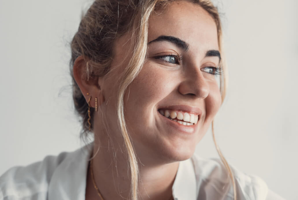 blonde woman smiling